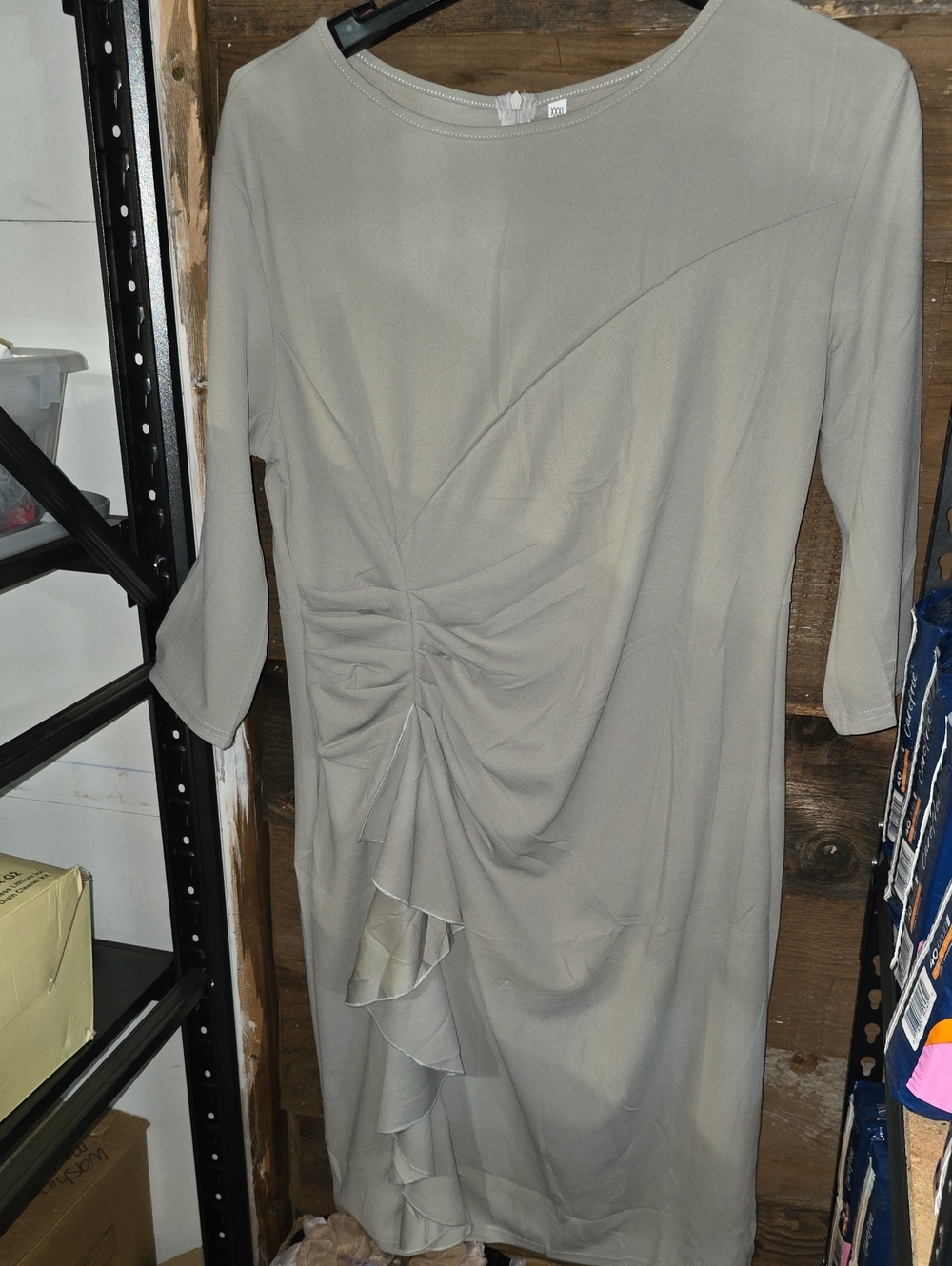 Women’s Taupe Ruched Front Midi Dress